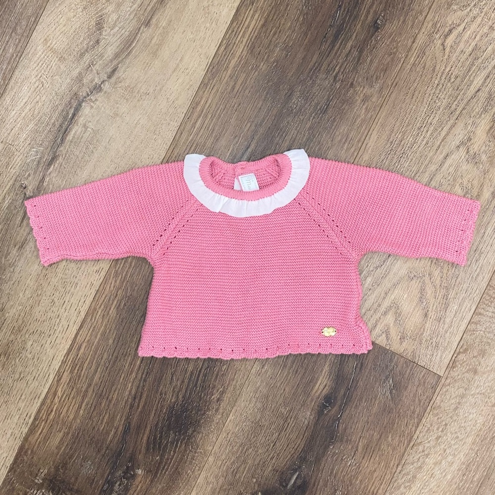 Mayoral Pink Knit Sweater Peter Pan Collar Infant 1-2m